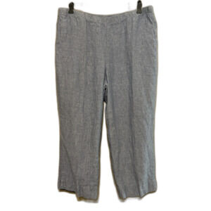 J. Jill Love Linen Pull On Pants Womens Large Blue High Rise Ankle Coastal Beach